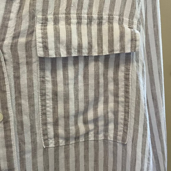 Aritzia Gray and White Striped Linen Button Down Shirt - Picture 11 of 11